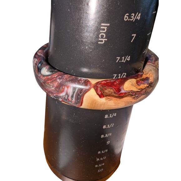 Vtg Natural Wood Colorful Browns Creams Grays & Burgundy Colored Bangle Bracelet - Picture 5 of 10